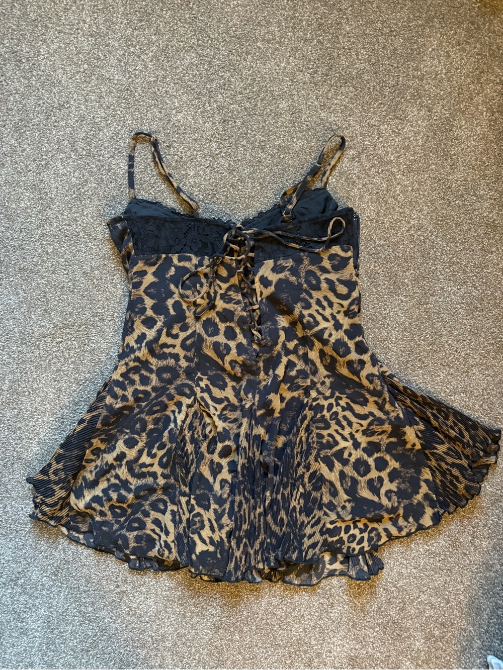 MURCI Leopard Print Lace-Up Babydoll Dress NWOT US 6 Y2K - Picture 4 of 4